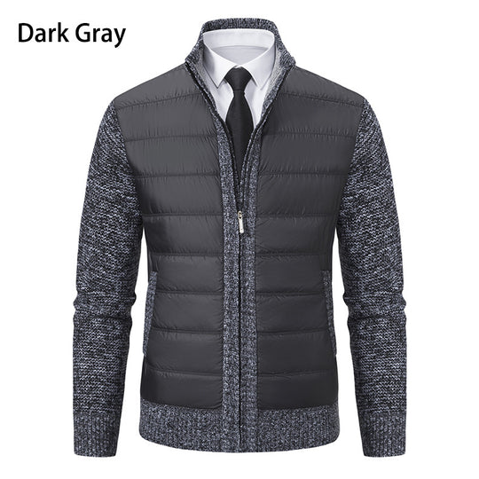 Herren gesteppte Hybrid-Strickjacke mit Stehkragen Reißverschluss und Eingrifftaschen Nord Taschen