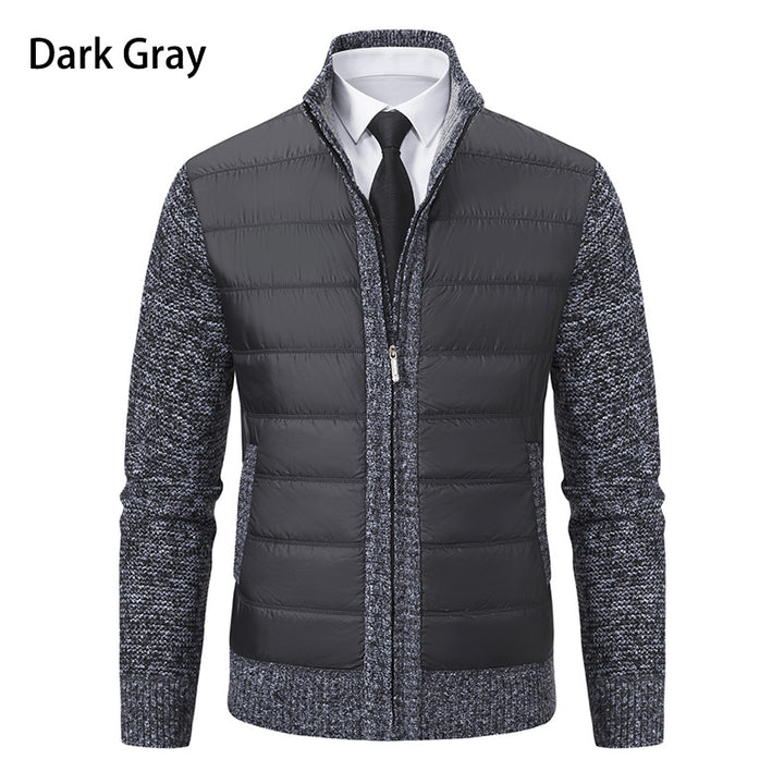 Herren gesteppte Hybrid-Strickjacke mit Stehkragen Reißverschluss und Eingrifftaschen Nord Taschen