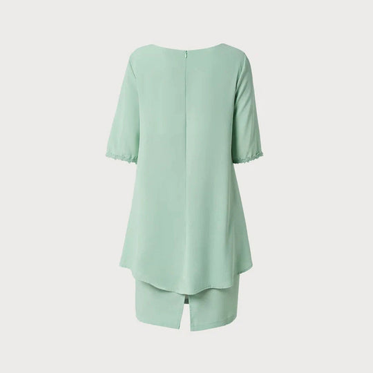 Damen Elegantes Wickelkleid mit Schwingendem Saum und Spitze Nord Taschen
