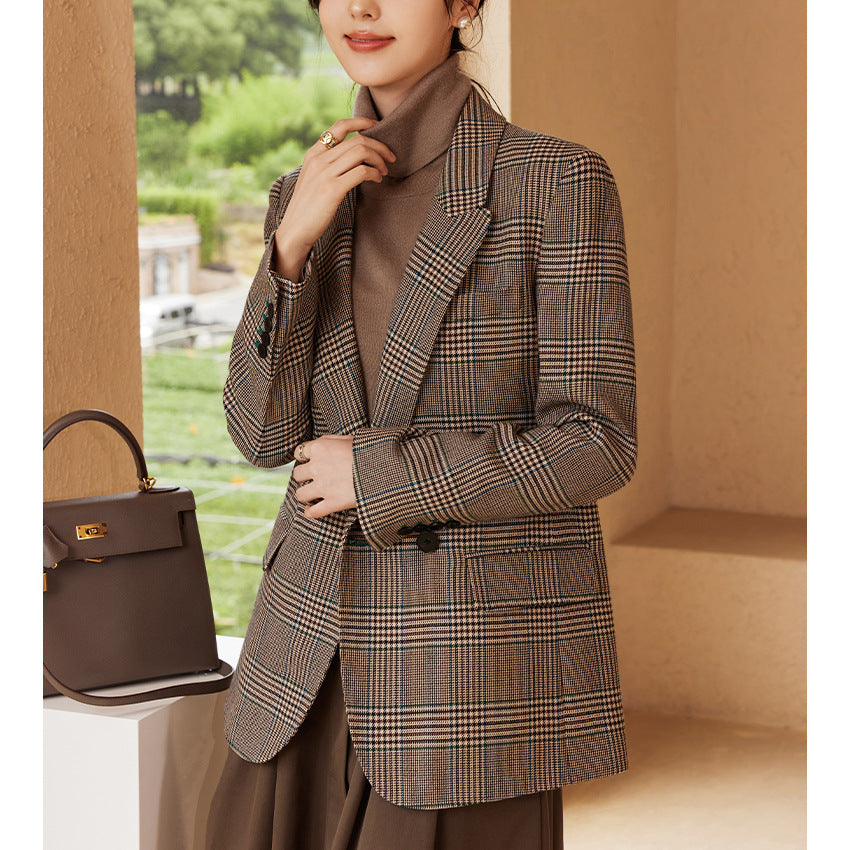 Damen Glencheck Oversize-Blazer mit strukturierter Schulter und Pattentaschen Nord Taschen