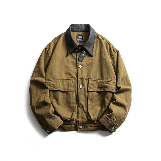 Herren Robust geschnittene Canvas-Blousonjacke mit kontrastierendem Cordkragen und doppelten Pattentaschen Nord Taschen