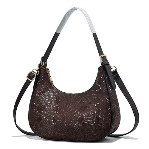 Damen Handtasche mit stilvollem Schlangenleder-Design und abnehmbarem Schulterriemen Nord Taschen