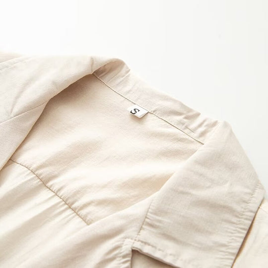 Damen Oversize-Bluse mit Reverskragen und durchgehender Knopfleiste Nord Taschen
