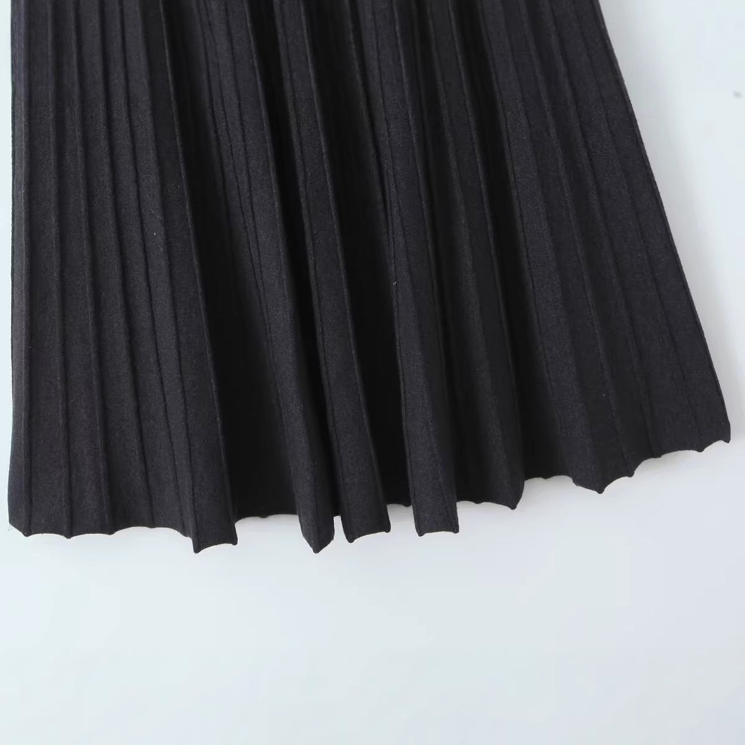 Damen Plissierter Maxirock mit hoher Taille und Elastikbund Nord Taschen