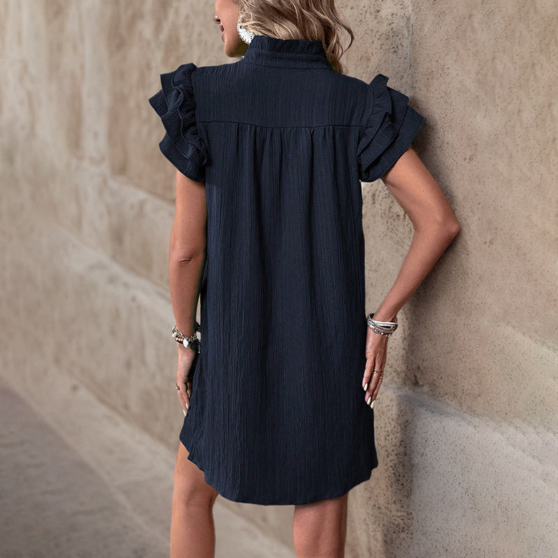 Damen Sommerliches Tunika-Kleid mit Rüschenärmeln und lockerer Passform
