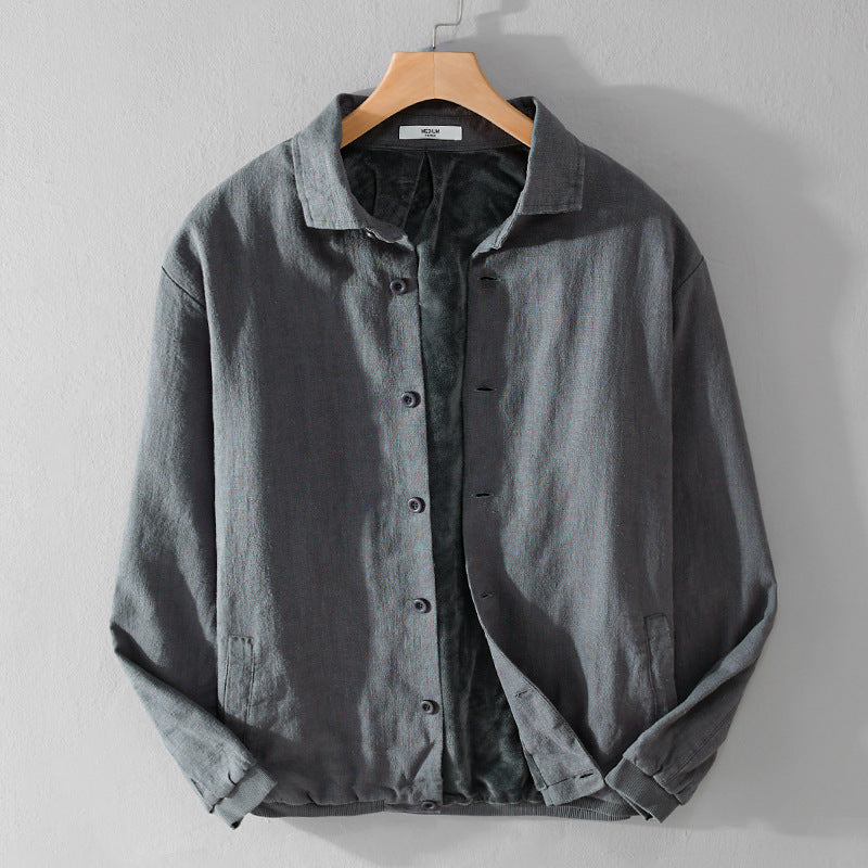 Herren Gefütterte Overshirt-Jacke aus Leinen-Mix Nord Taschen
