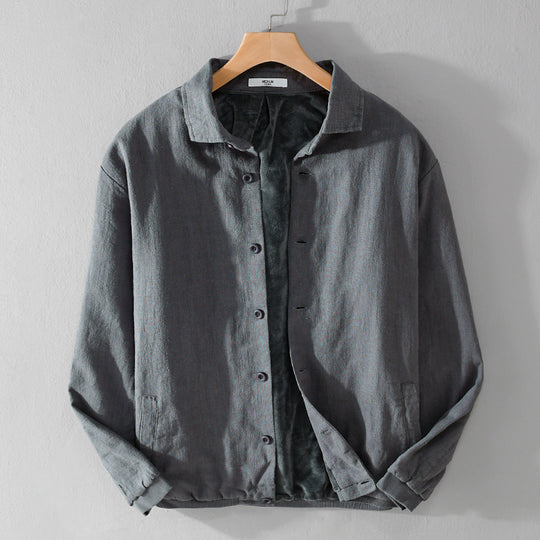 Herren Gefütterte Overshirt-Jacke aus Leinen-Mix Nord Taschen