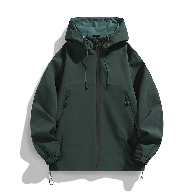 Herren Technische Wind- und Wasserabweisende Kapuzenjacke mit verstellbarem Saum Nord Taschen