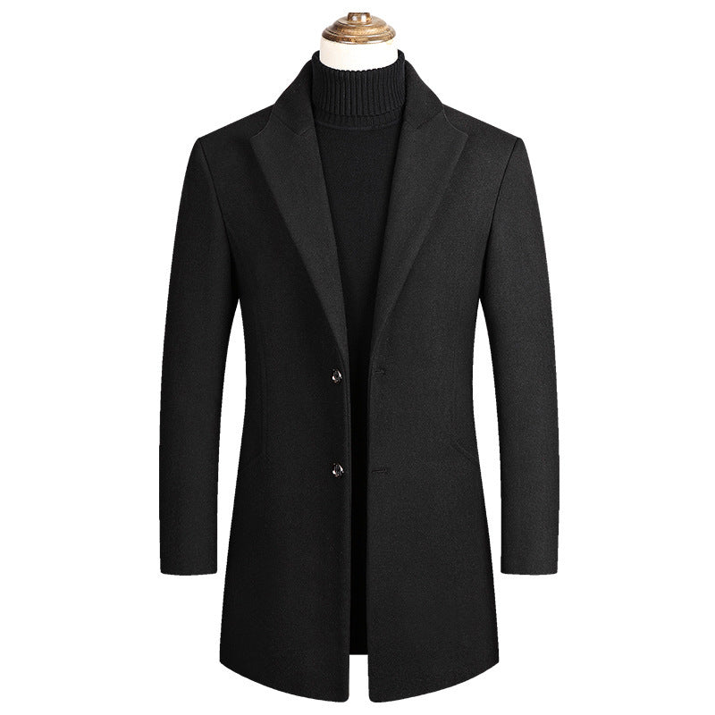 Herren Taillierter Wollmix-Mantel mit Notch-Revers und Zweiknopfverschluss Nord Taschen