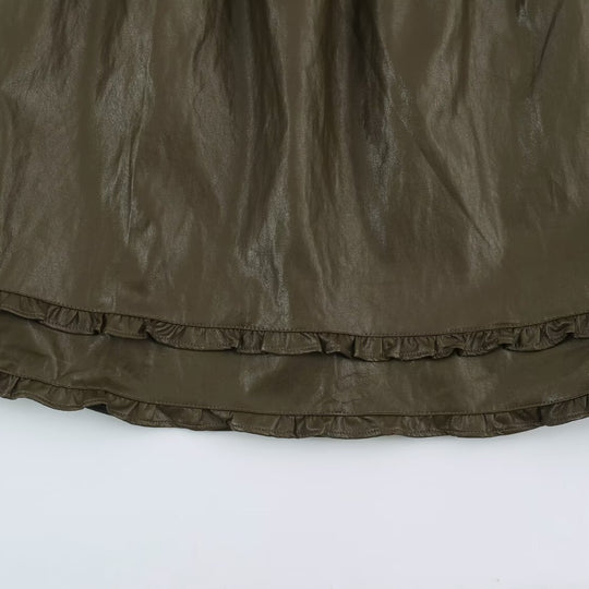 Damen Midirock aus beschichtetem Kunstleder mit elastischem Bund und doppellagigem Volantbesatz Nord Taschen