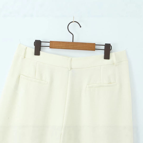 Damen Weite High‑Waist Palazzohose mit vertikalem Streifenmuster und elastischem Bund Nord Taschen