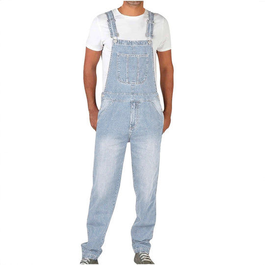 Herren Jeans Latzhose mit Taschen und verstellbaren Trägern - Vittorelli