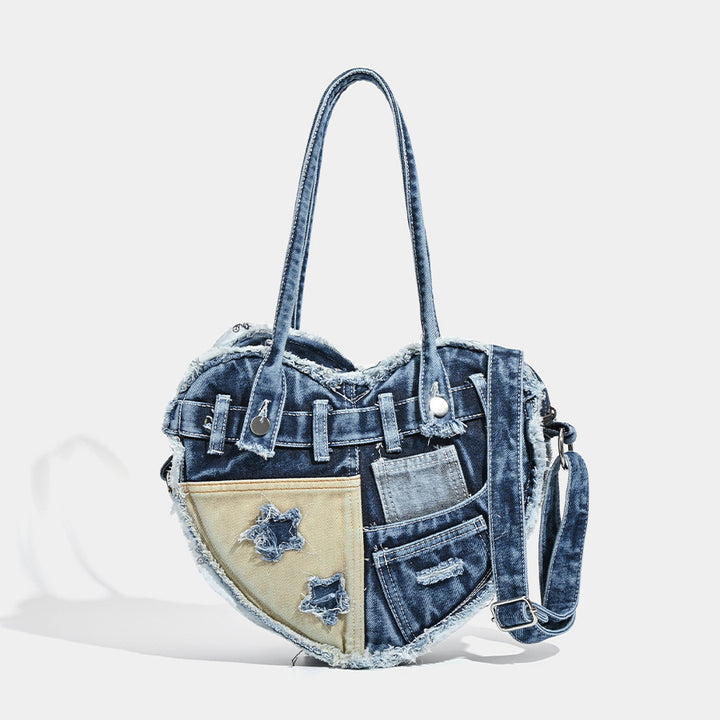 Damen Herzförmige Denim-Handtasche mit verspieltem Design Nord Taschen