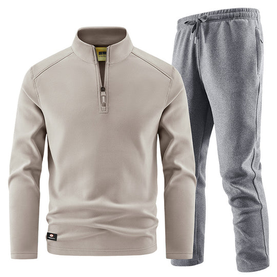 Herren Fleece-Trainingsset mit Stehkragen und Elastikbund Nord Taschen