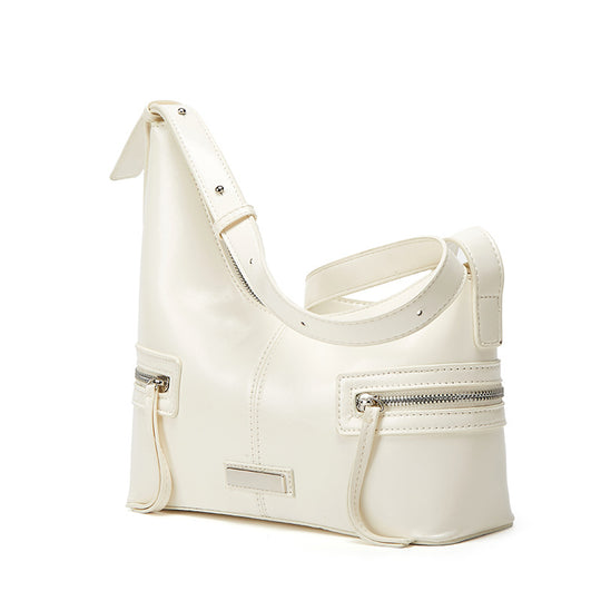 Damen modische Schultertasche aus glänzendem Kunstleder mit praktischen Reißverschlusstaschen Nord Taschen