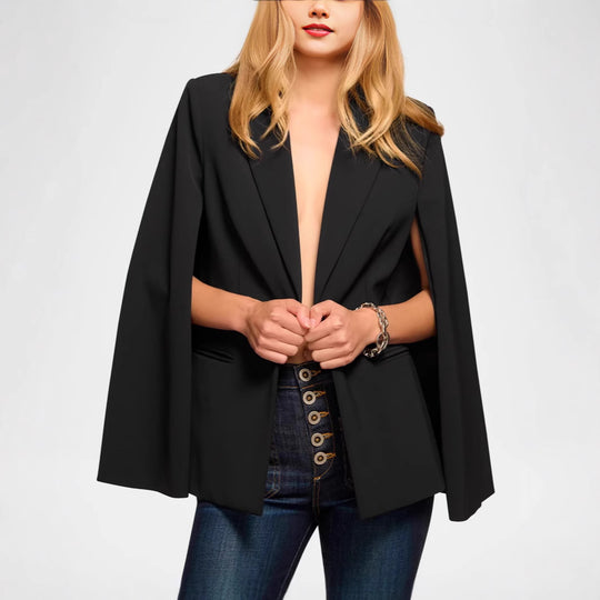 Damen Cape-Blazer mit Schlitzärmeln und tailliertem Ein-Knopf-Verschluss Nord Taschen