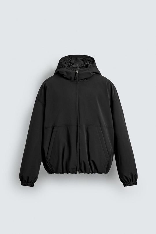 Herren Boxy-Kurzblouson mit Kapuze, elastischem Saum und verdecktem Reißverschluss Nord Taschen