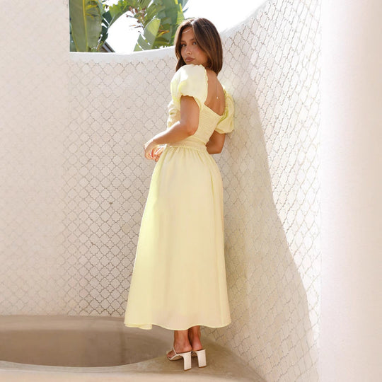 Damen Maxi-Kleid mit gewickeltem Oberteil und schwingendem Rock