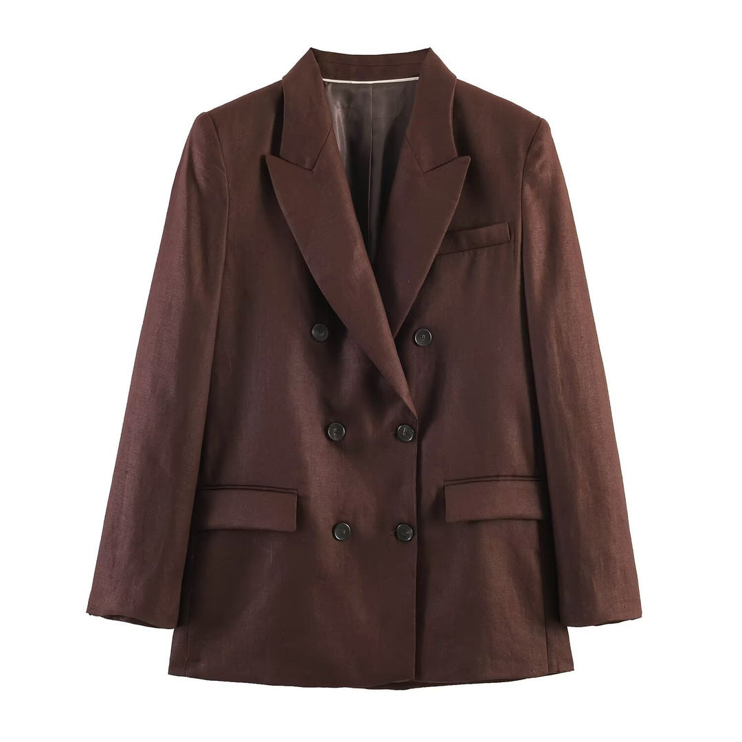 Damen Doppelreihiger Blazer mit gerade geschnittener Anzughose Nord Taschen