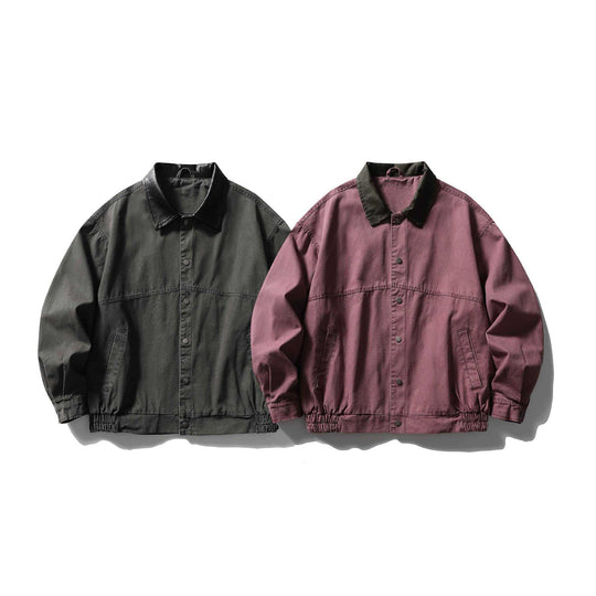 Herren kastig geschnittener Canvas‑Blouson mit kontrastierendem Lederkragen und elastischem Saum Nord Taschen