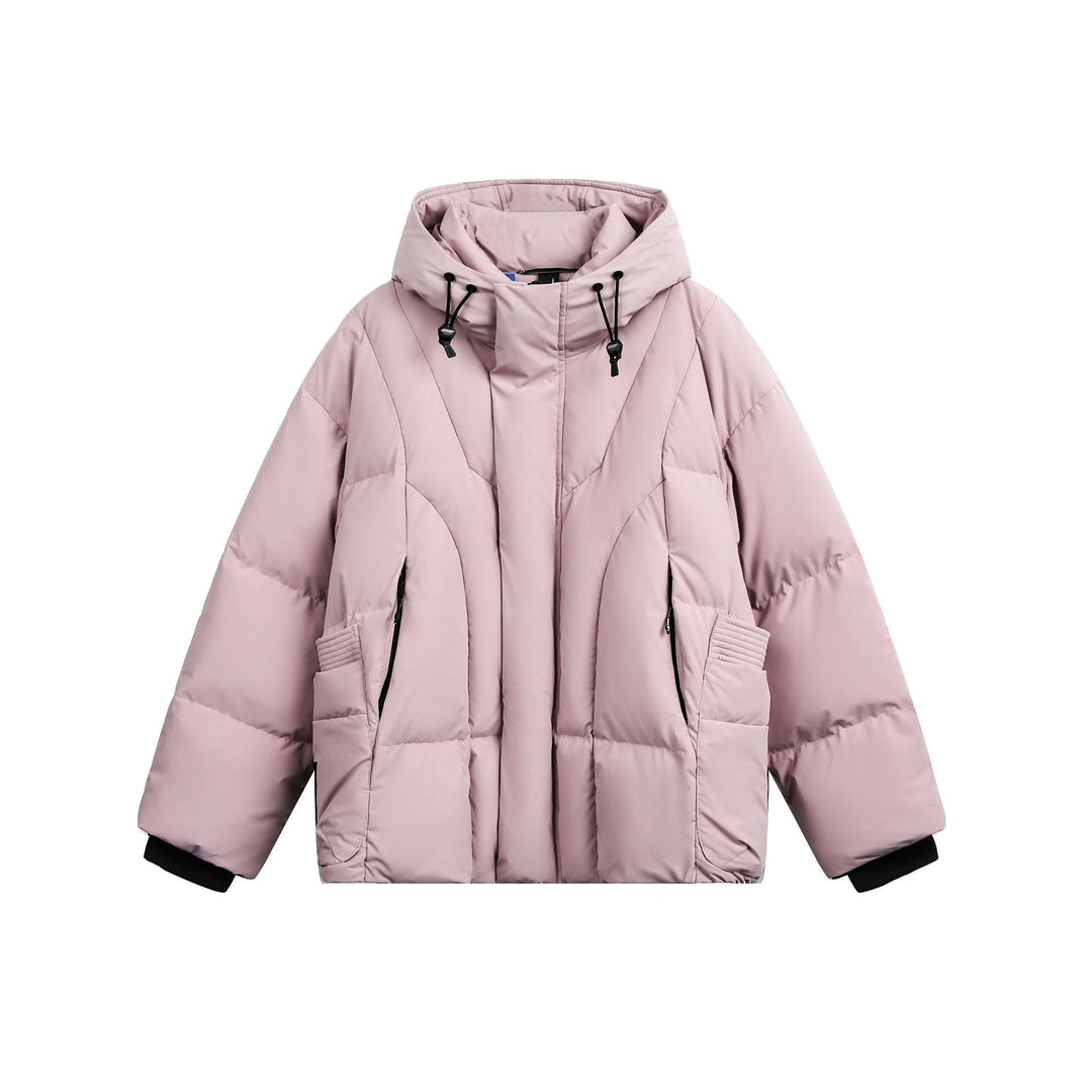 Damen weit geschnittener Steppparka mit hohem Kragen, Kapuze und Cargo-Taschen Nord Taschen