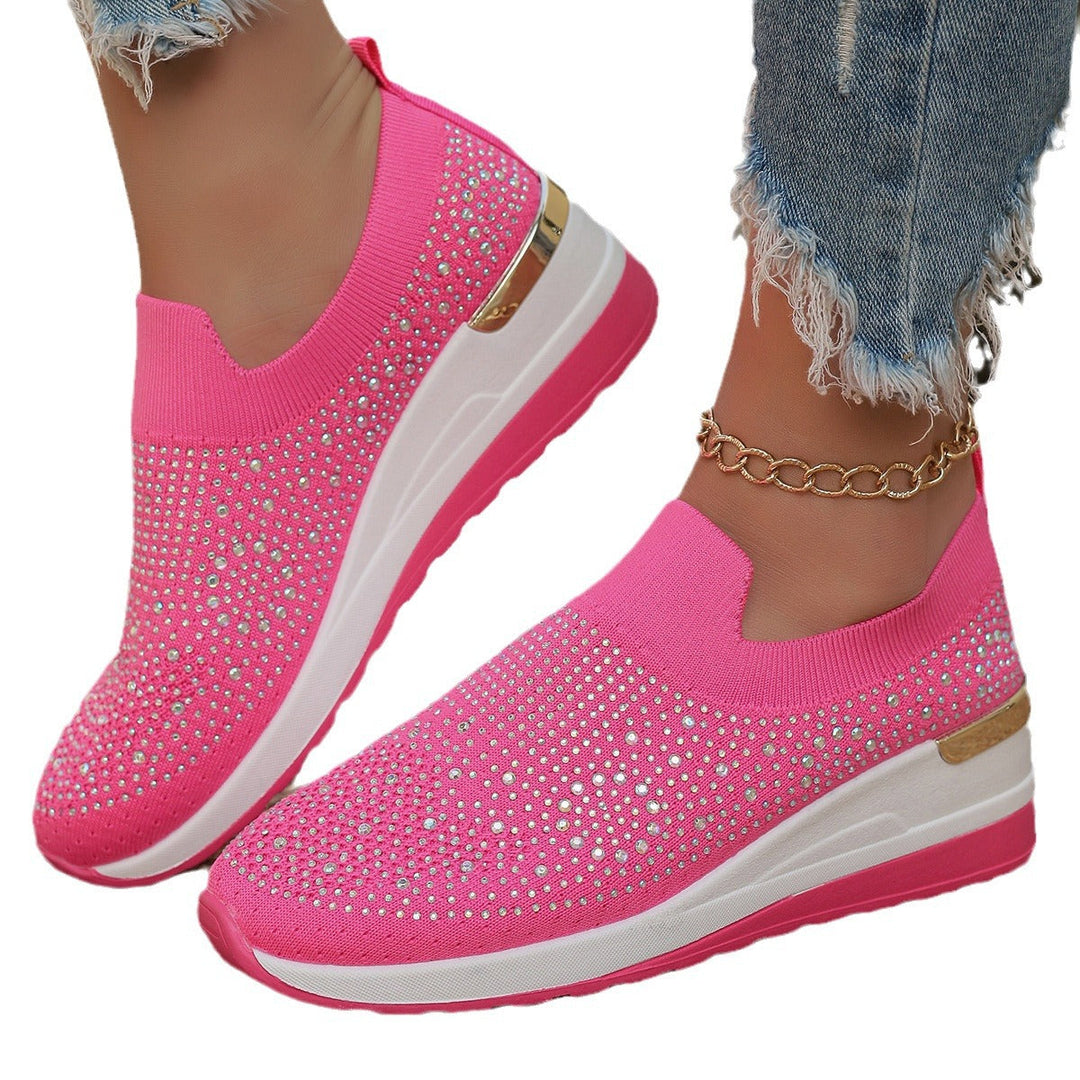 Damen Glitzernde Slip-On Sneakers mit bequemer und dämpfender Sohle