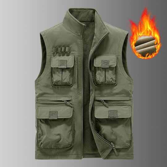 Herren Multifunktionale Utility‑Weste mit Fleecefutter & Mehrfach‑Taschen Nord Taschen