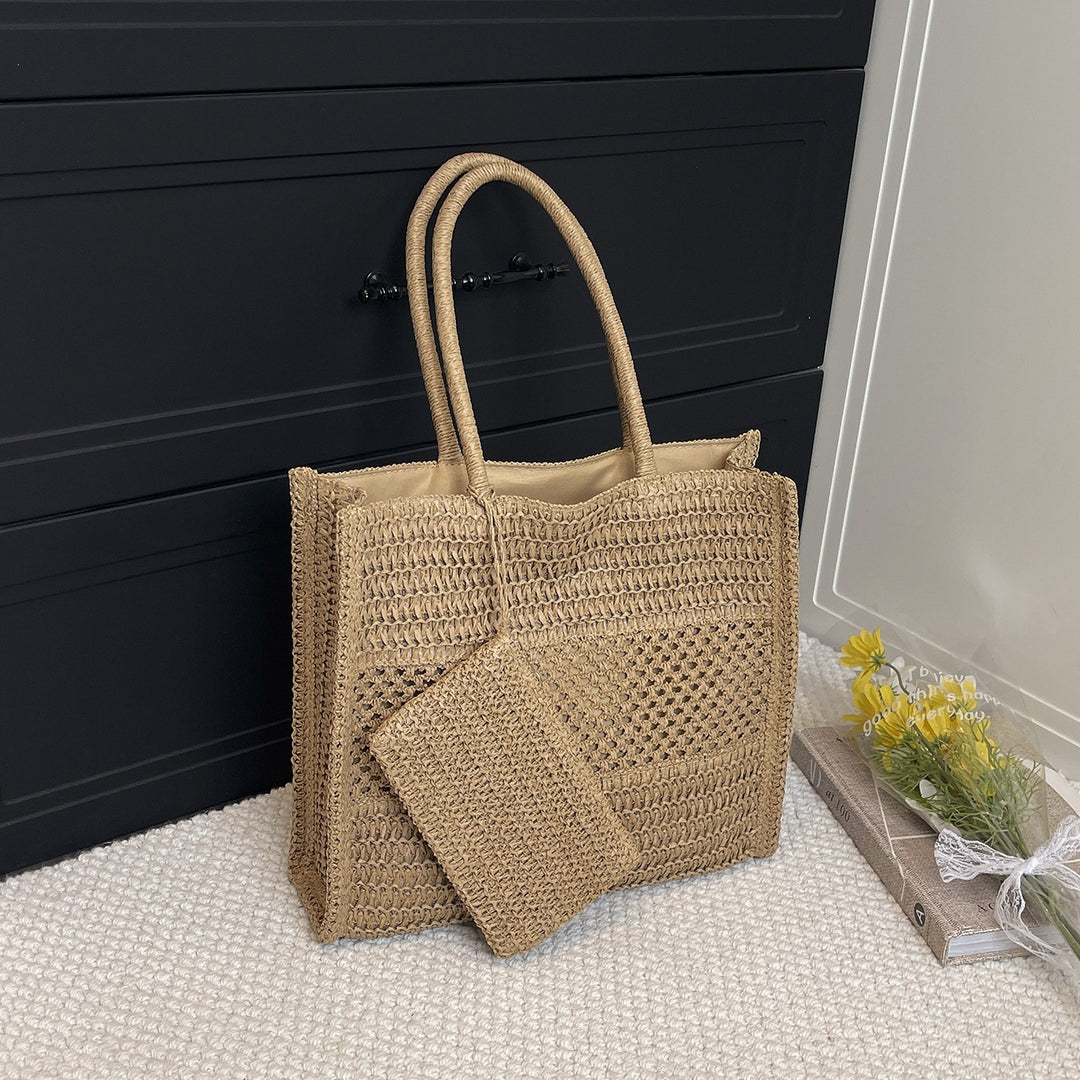 Damenhandtasche aus handgewebtem Naturmaterial mit praktischem Innenfach Nord Taschen