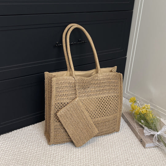 Damenhandtasche aus handgewebtem Naturmaterial mit praktischem Innenfach Nord Taschen