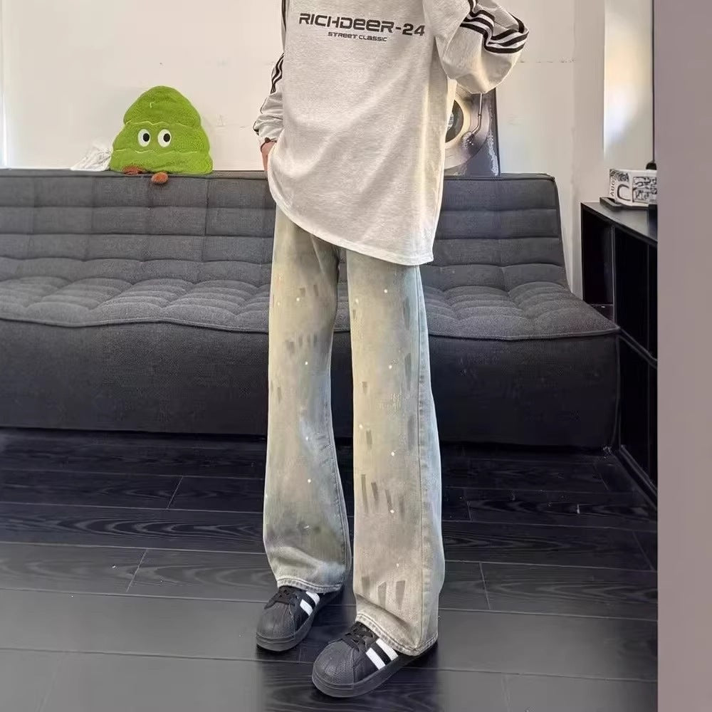 Damen Weit geschnittene Streetwear Jeans Nord Taschen