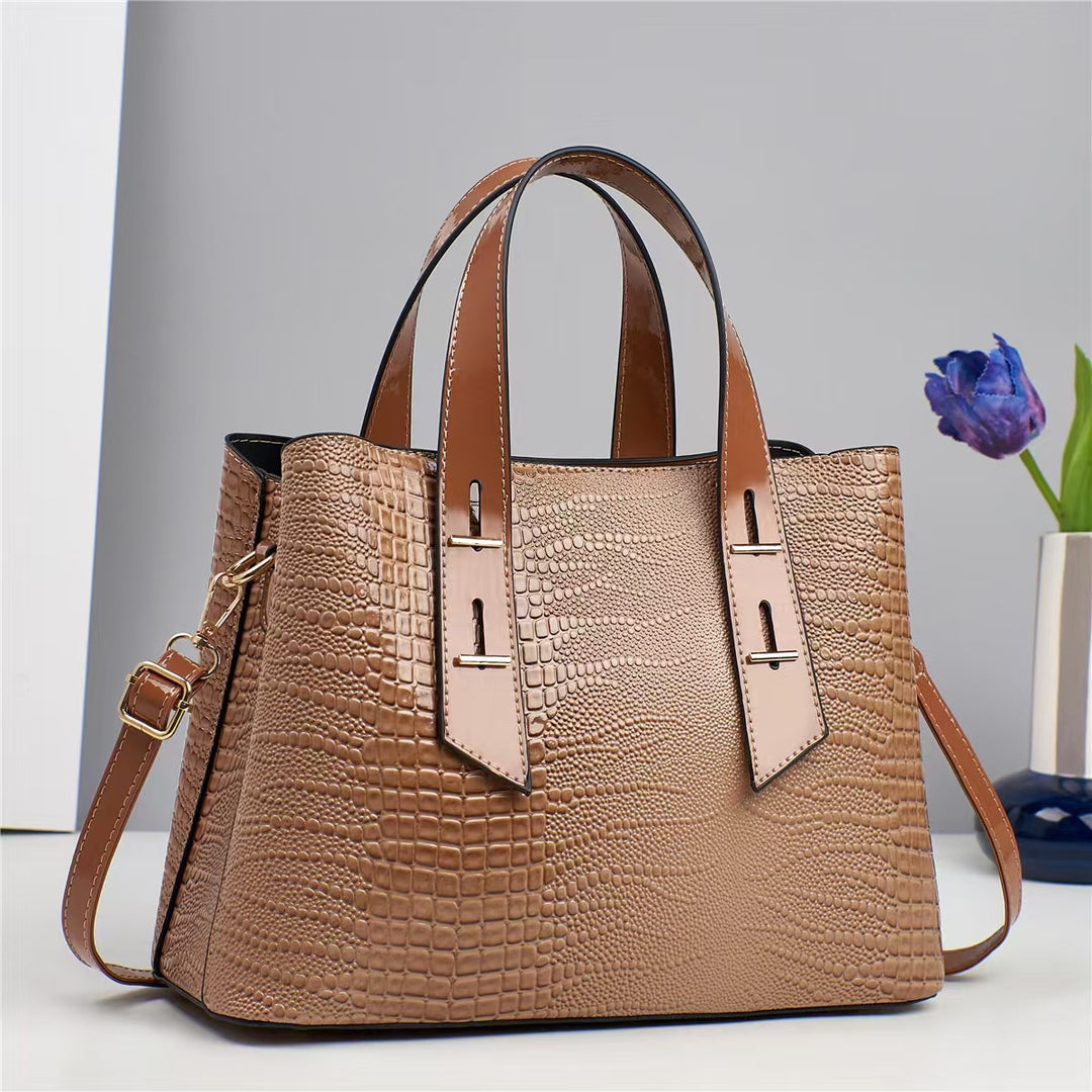 Damen hochwertige Handtasche mit strukturiertem Leder Nord Taschen