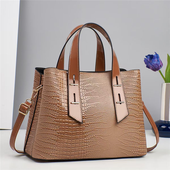 Damen hochwertige Handtasche mit strukturiertem Leder Nord Taschen
