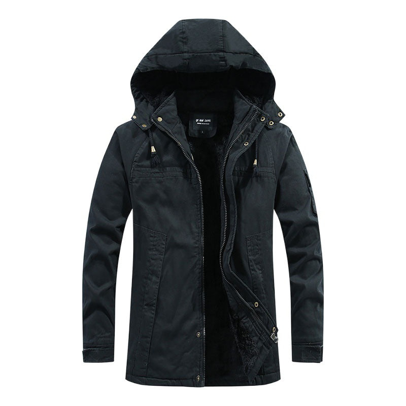 Herren winddichter Canvas-Parka mit kuscheliger Teddyfleece-Fütterung und funktionaler Kapuze Nord Taschen