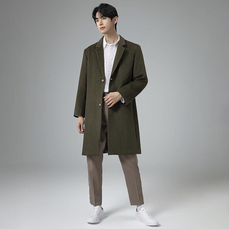 Herren Eleganter Longline-Wollmantel mit minimalistischem Revers und taillierter Silhouette Nord Taschen
