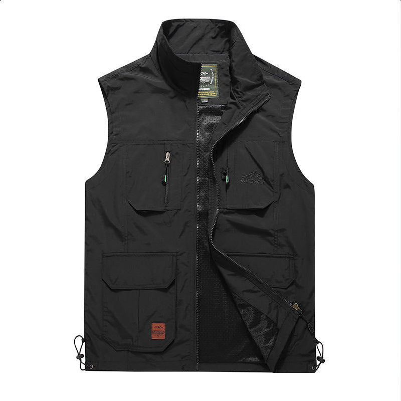 Herren Multifunktionale Outdoor‑Weste mit Mesh‑Futter, Reißverschluss‑Taschen und verstellbarem Saum Nord Taschen