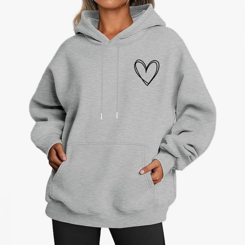 Kapuzenpullover Herzdruck Damen