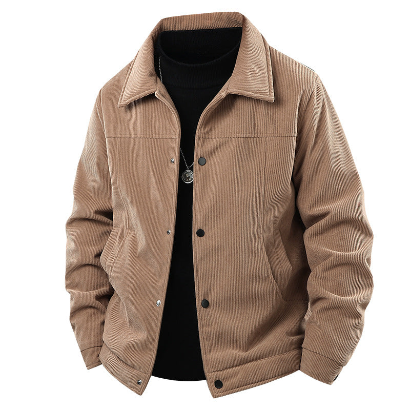 Herren Kordjacke im Truckerstil mit Druckknopfverschluss und klassischem Hemdkragen Nord Taschen
