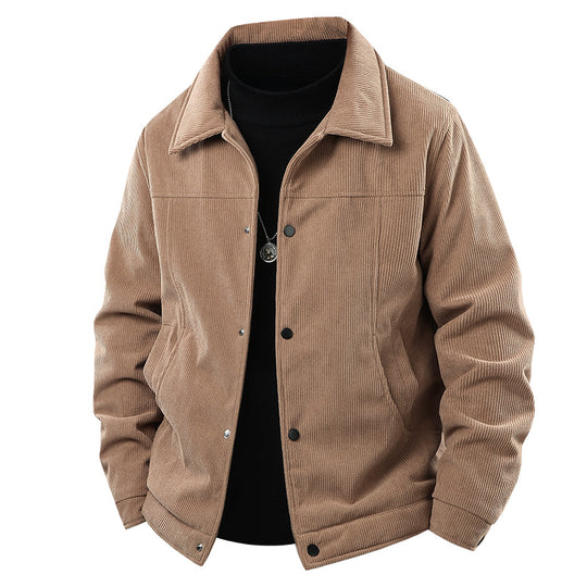 Herren Kordjacke im Truckerstil mit Druckknopfverschluss und klassischem Hemdkragen Nord Taschen
