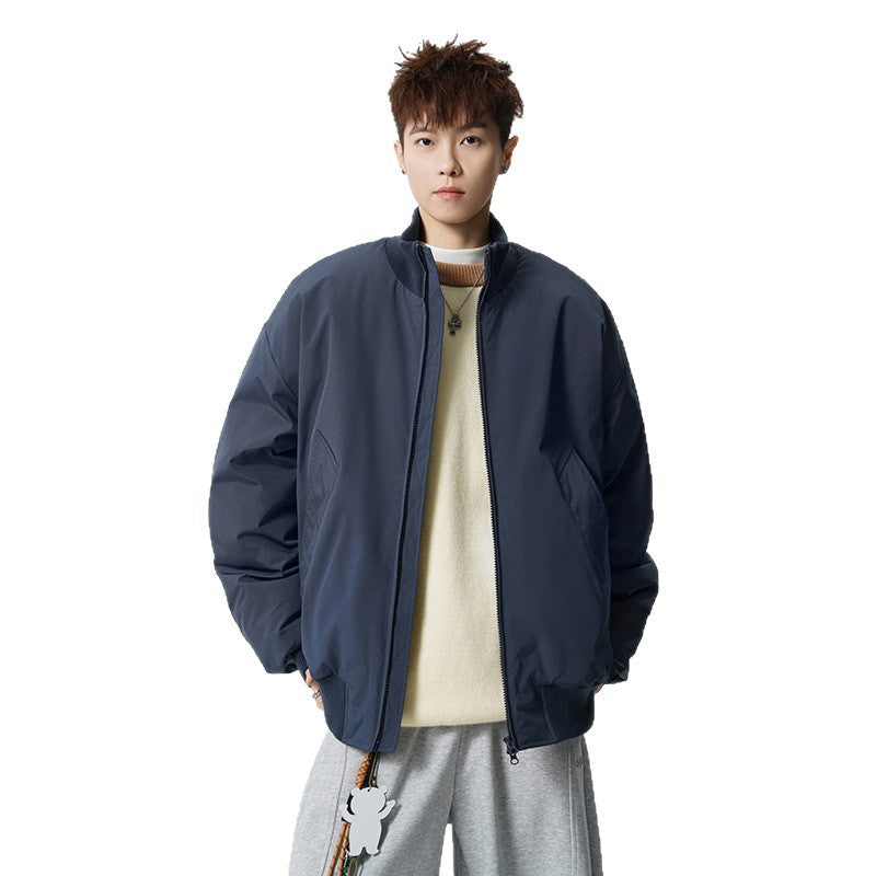 Herren Oversized Bomberjacke mit wattierter Füllung und geripptem Saum Nord Taschen
