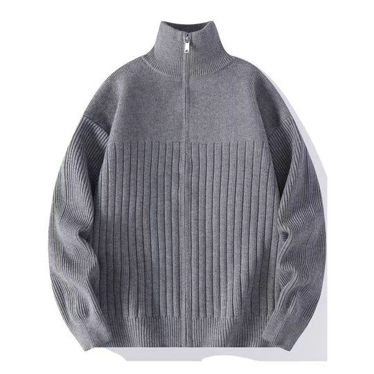 Herren Strukturierter Strickpullover mit halbem Reißverschluss und Rippenstruktur Nord Taschen