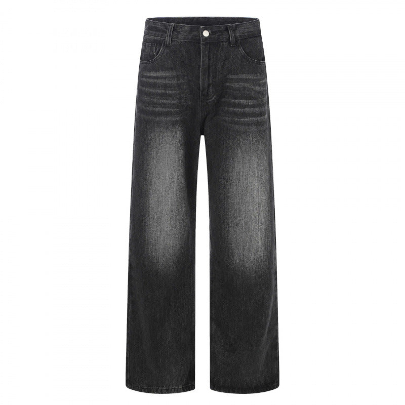 Damen Hochgeschnittene Weite Denim-Jeans mit weitem Bein und Vintage-Waschung Nord Taschen