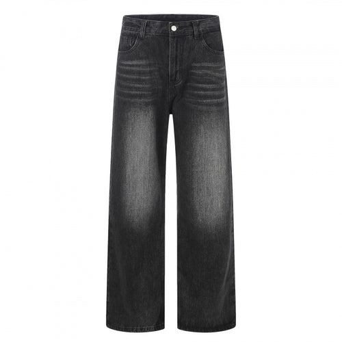 Damen Hochgeschnittene Weite Denim-Jeans mit weitem Bein und Vintage-Waschung Nord Taschen