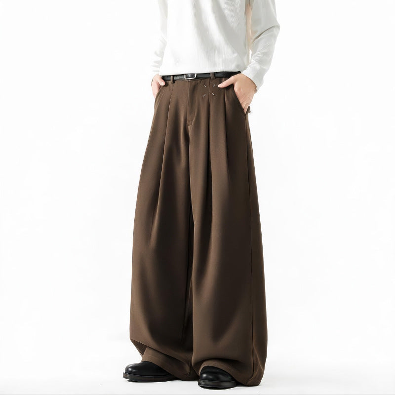 Herren Extrawide Palazzo-Hose mit hoher Taille, Bundfalten und weitem Bein Nord Taschen