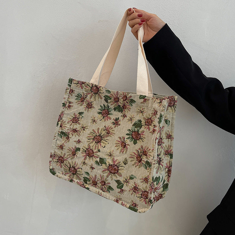 Damen Jute-Shopper-Tasche mit floralem Design und robusten Henkeln Nord Taschen