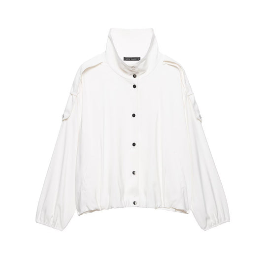 Damen Oversize-Blousonjacke mit Stehkragen und Druckknopffront Nord Taschen