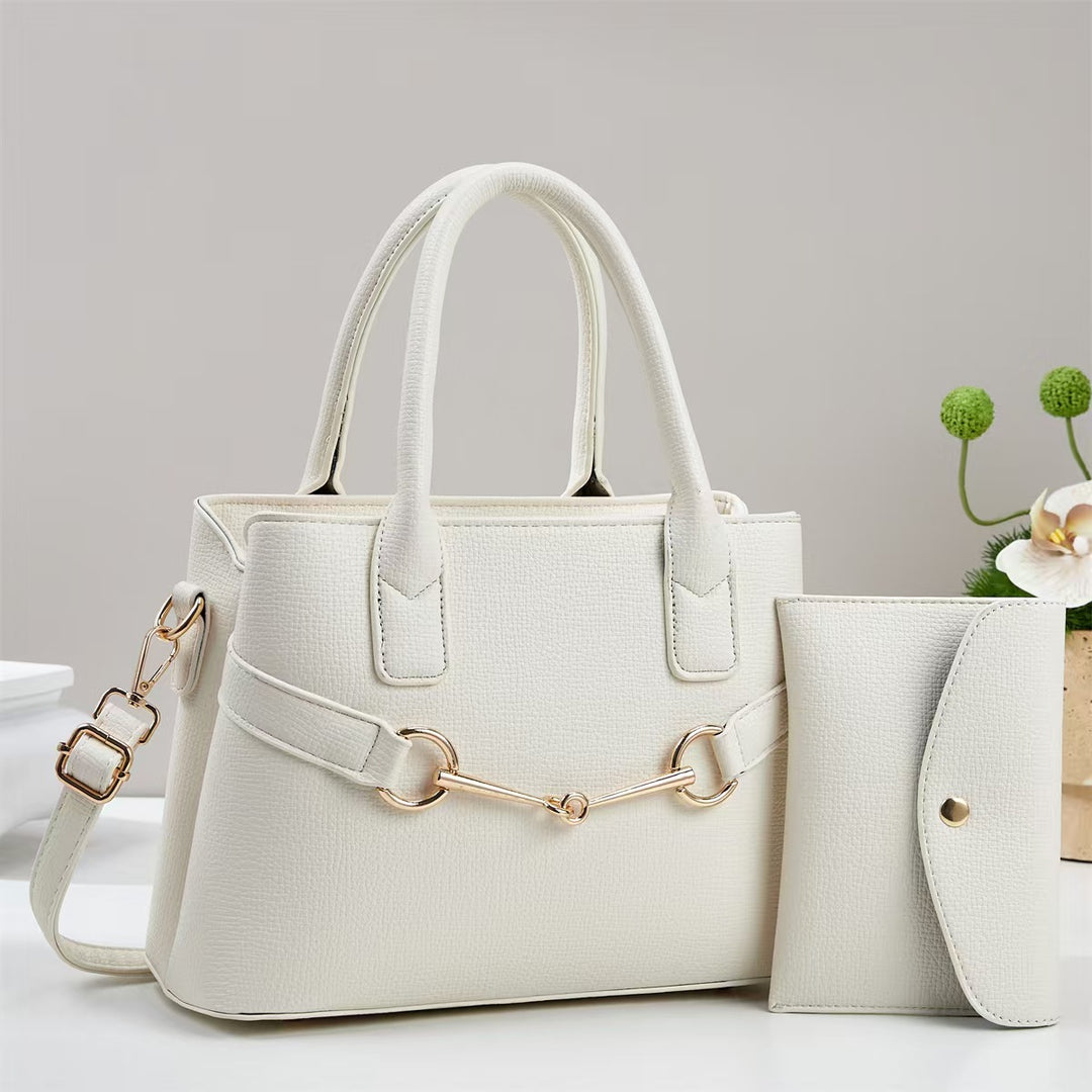 Damen strukturierte Handtasche mit eleganten Akzenten und abnehmbarer Clutch Nord Taschen