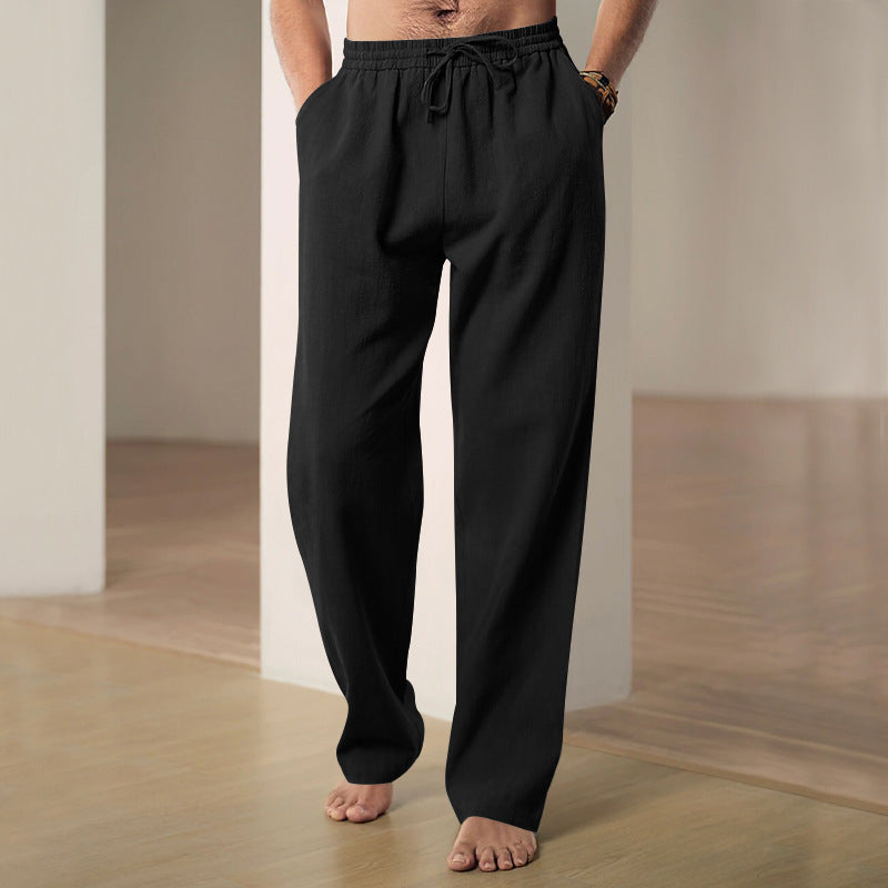Herren komfortable Leinen-Loungehose mit extra weitem Bein, verstellbarem Kordelbund und atmungsaktiver Sommerqualität Nord Taschen