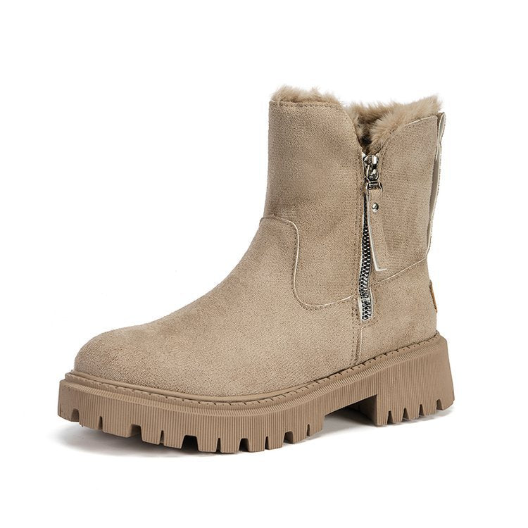 Damen  gefütterte Kurzstiefel aus Veloursoptik mit Teddy-Futter und seitlichem Reißverschluss Nord Taschen
