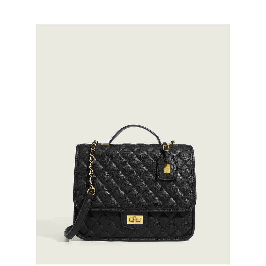 Damen Handtasche mit glänzender Steppung und elegantem Kettenanhänger Nord Taschen