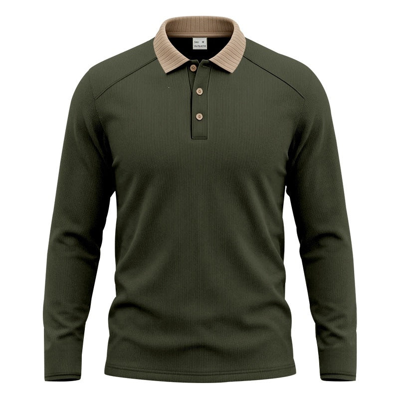 Herren Langarm-Polo aus feinem Rippstrick mit Kontrastkragen und Knopfleiste Nord Taschen